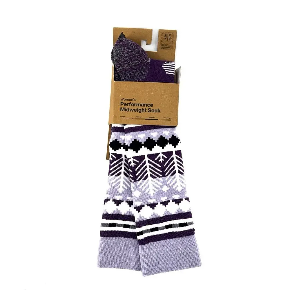 Burton Women’s Performance Midweight Snowboard Socks Snowy Pines Purple Size S/M